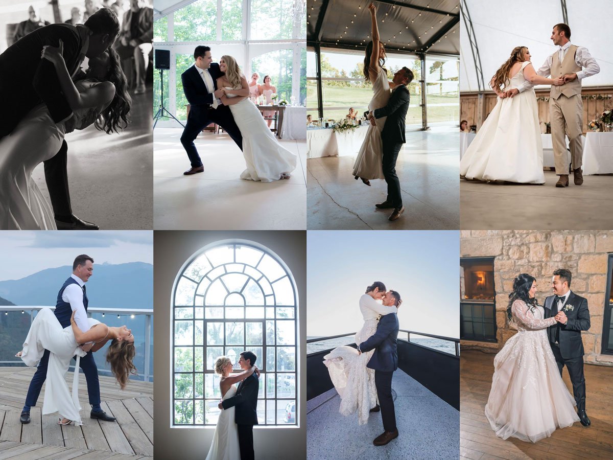Wedding-Dance-Collage Couples dancing their first wedding dance.